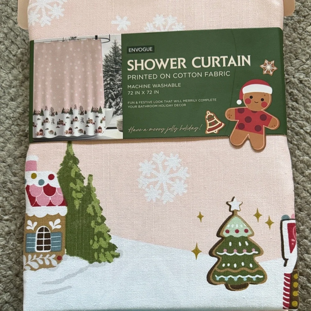NEW Envogue Light Pink Gingerbread Shower Curtain